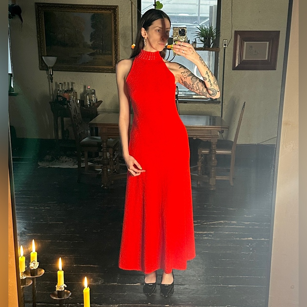 St. John’s Knit Vintage Red Halter Neck Dress